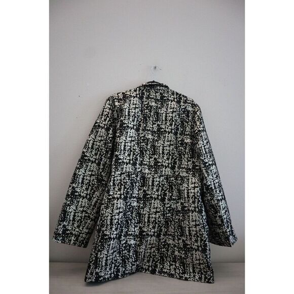 Lane Bryant Women's Sz 18/20 Black Metallic Asymmetric Long Jacket Blazer - Picture 5 of 11